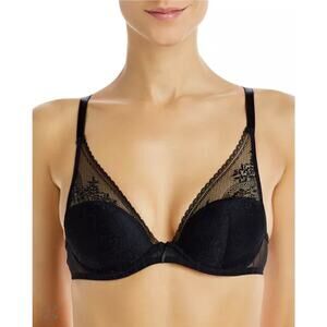 Passionata Womens Maddie Plunge T-Shirt Bra - Black Nylon - Size 34D